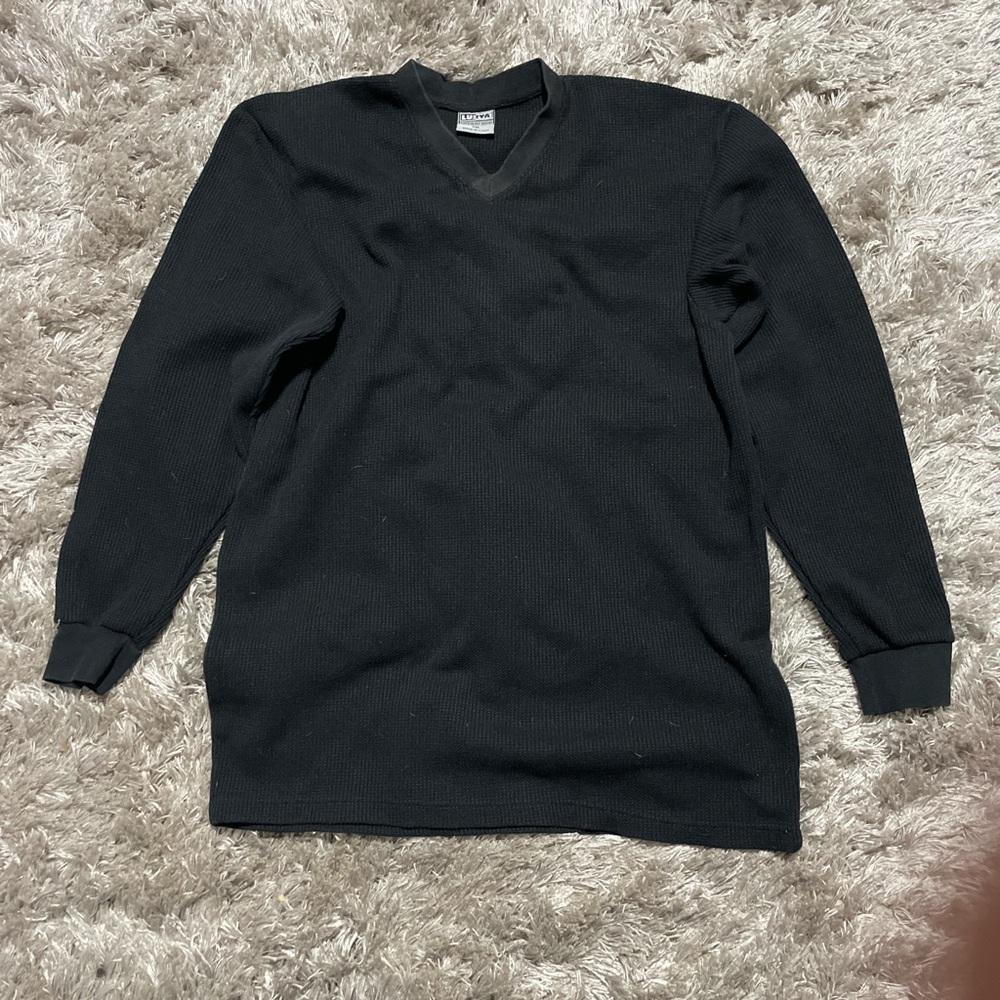 Lux Black Heavyweight V-Neck Top